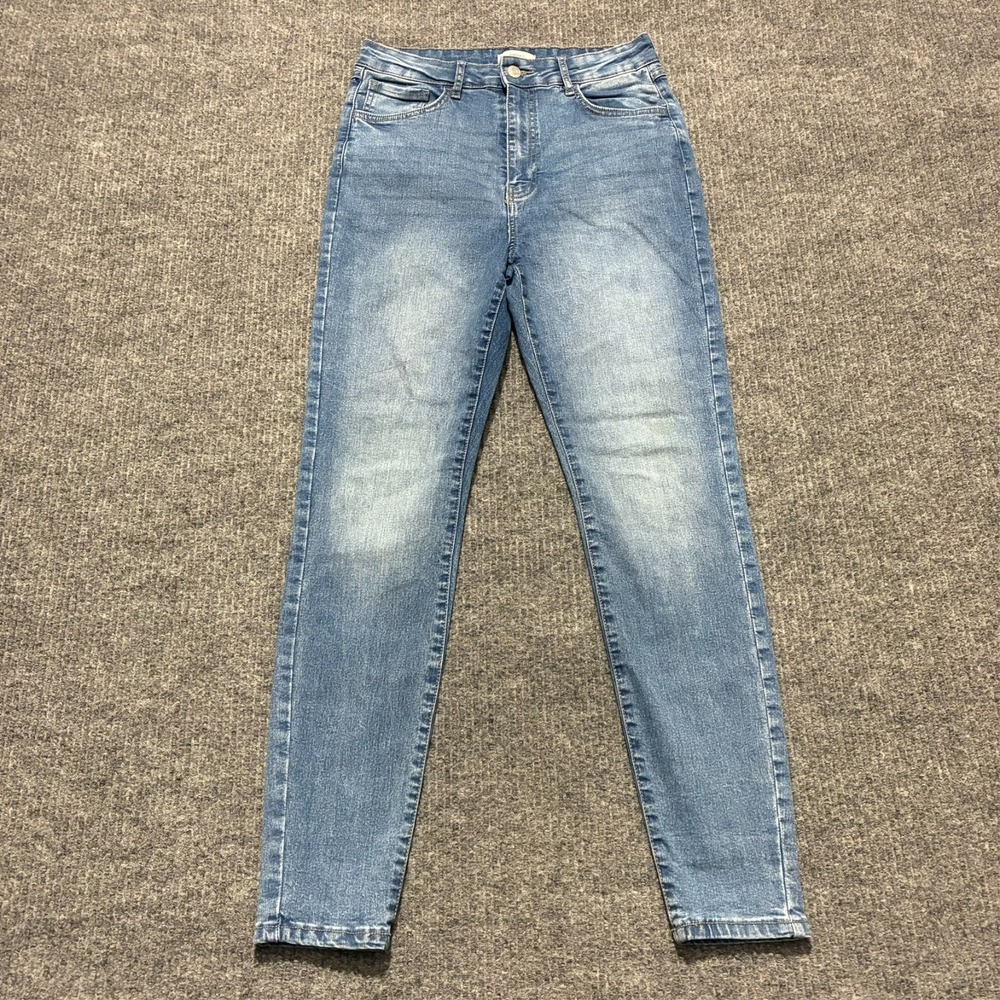 Forever 21 Womens High Rise Skinny Jeans Size L Blue Denim Cotton Stretch